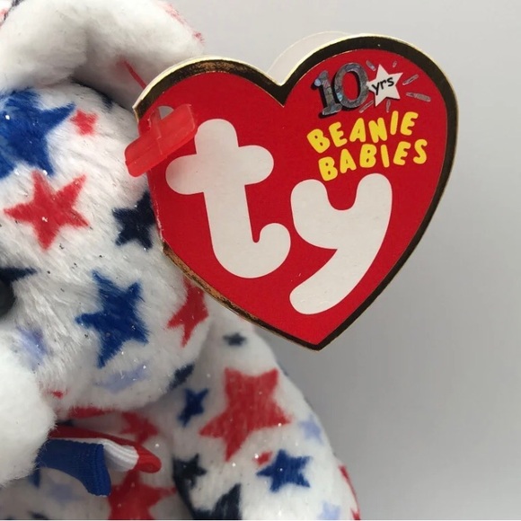 Vintage 2003 Ty Beanie Baby Red White & Blue Stars Bear - Picture 2 of 7
